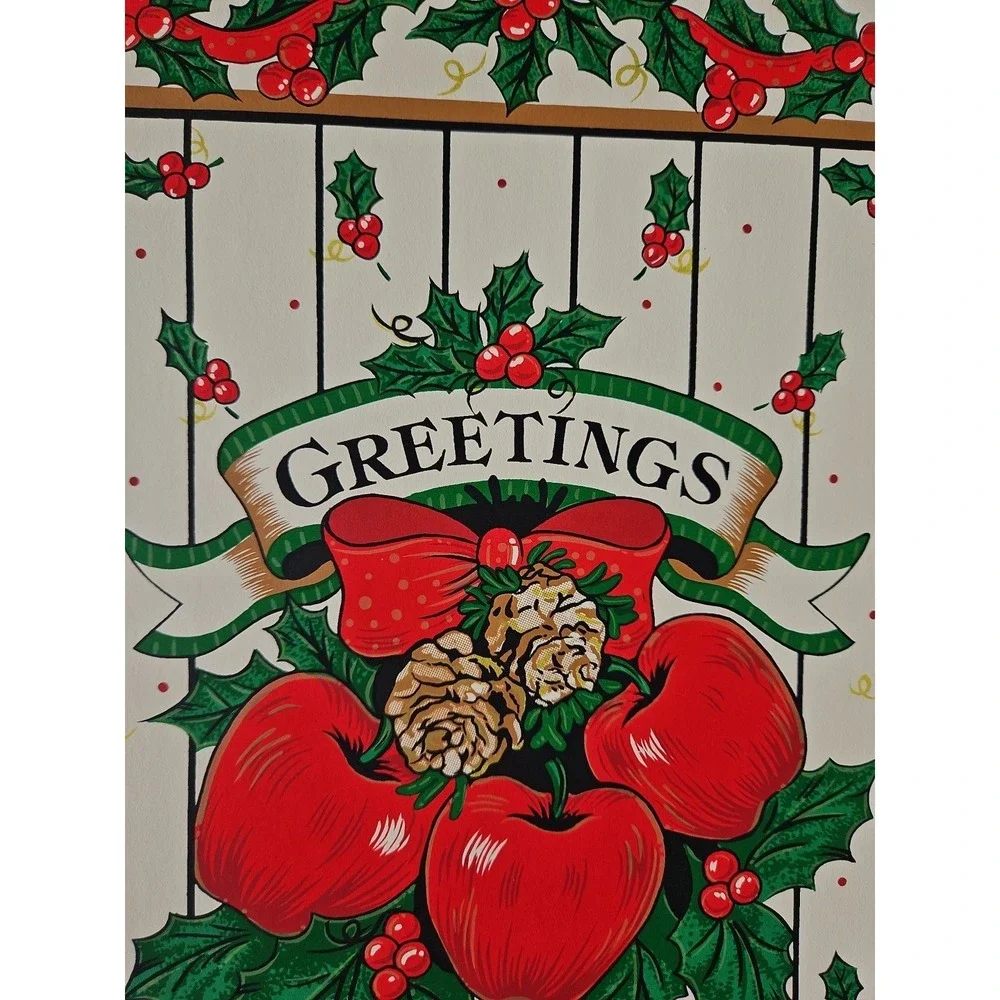 4 BEAUTIFUL Vintage‎ B&D Greetings Christmas Placemats Holly Berries And 🍎